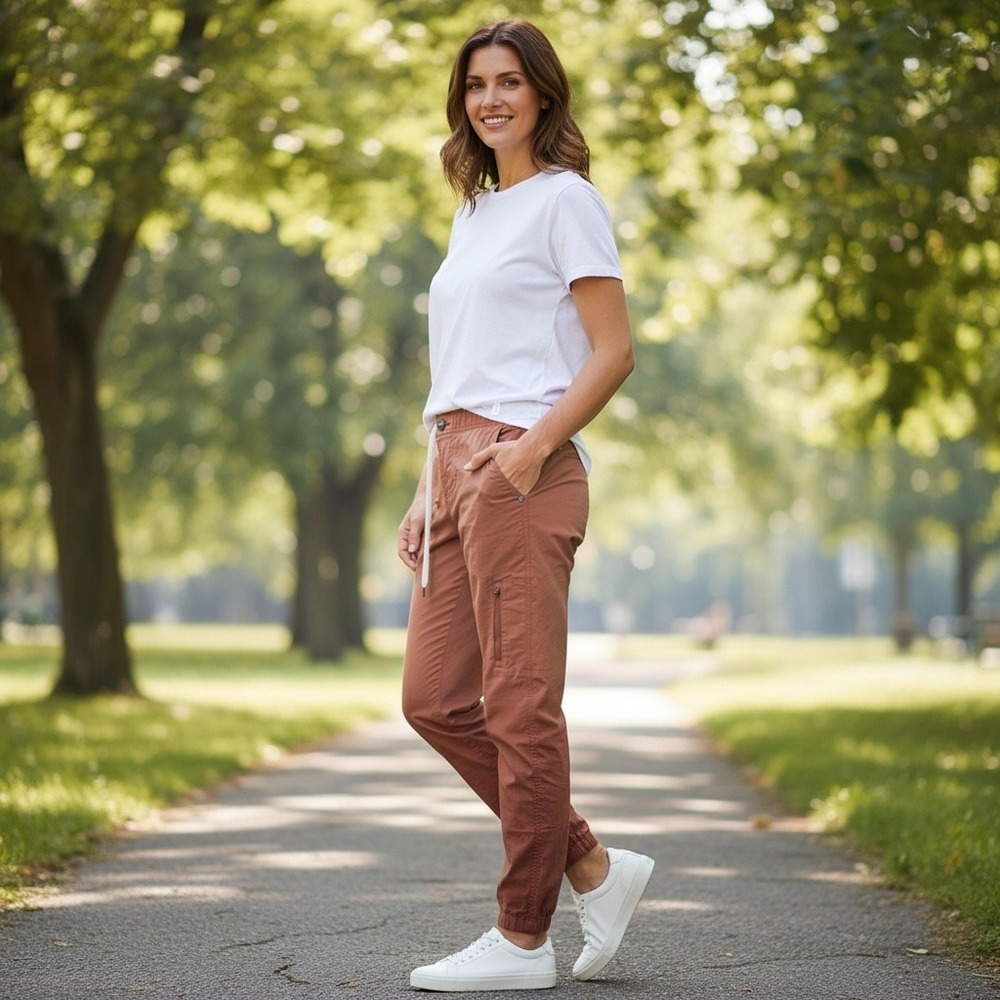 Vuori Women Pant The Rise Shine Ripstop Clay Organic Cotton Cargo Utility Size M